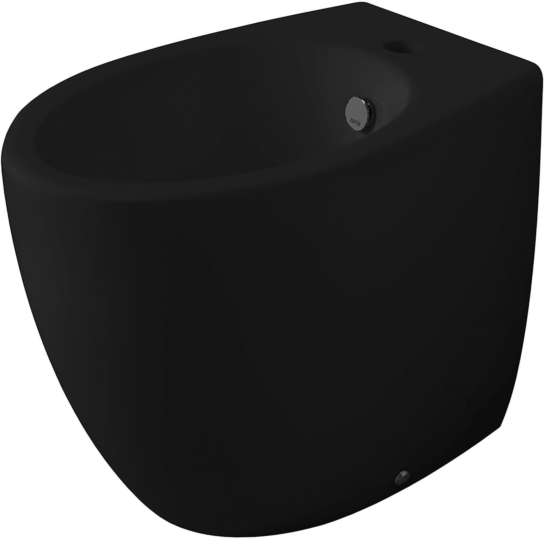 Simas BIDET SERIE BORMIO FILO MURO A TERRA IN CERAMICA NERO LUCIDO