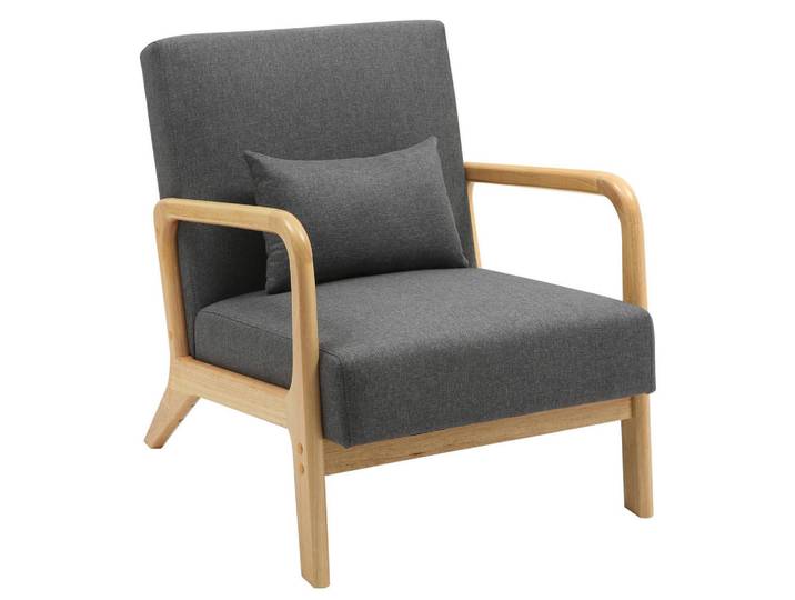 CLP Sessel Holz dunkelgrau, Dunkelgrau, 64x74x80 cm, Wohnzimmer, Sessel, Polstersessel