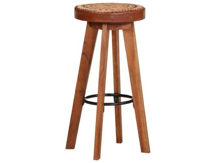 HBBMGYD Barhocker, 2 Stück, echtes Leder und robustes Akazienholz Echtleder, weiches Segeltuch, massives Akazienholz, Eisengestell, 110 kg pro Sitz, inkl. Aufbauanleitung