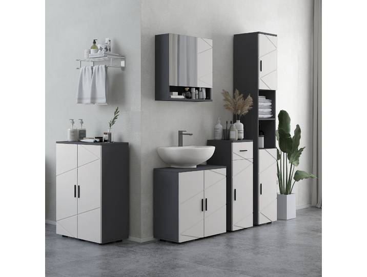 kleankin Meuble Salle de Bain Gris 30x30x82cm avec Tiroir
