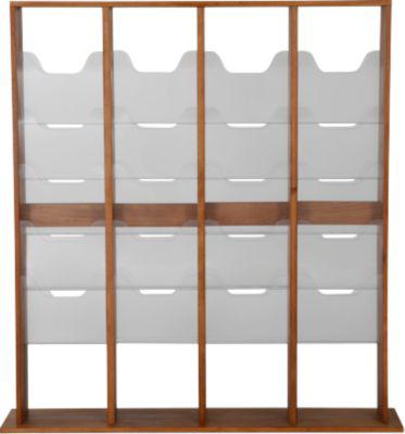 Update Display Boden-Prospektständer WoodMagazine, 40 x DIN A4, doppelseitig, Buchenholz, Acrylglas, freistehend, Buche