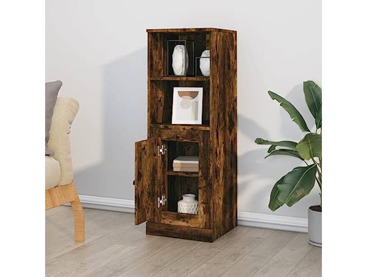 KTHLBRH Anrichte Eiche Rauch 36 x 35,5 x 103,5 cm Holz mehrschichtig Großer Stauraum, minimalistisches Design, kippsicher mit Wandbefestigung