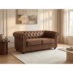 Sofa 2-Sitzer - Microfaser - Vintage-Look - CHESTERFIELD