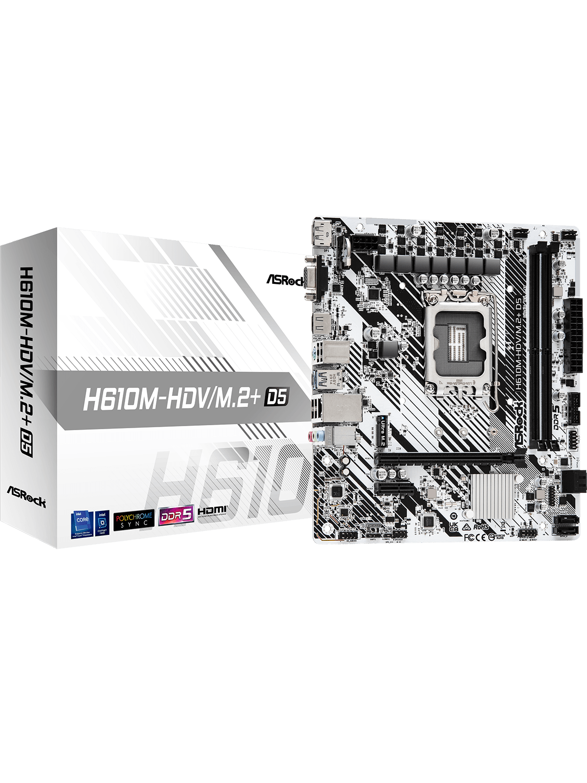 ASRock H610M-HDV/M.2+ D5 Mainboard - Intel H610 - Intel LGA1700 - DDR5 RAM - Micro-ATX