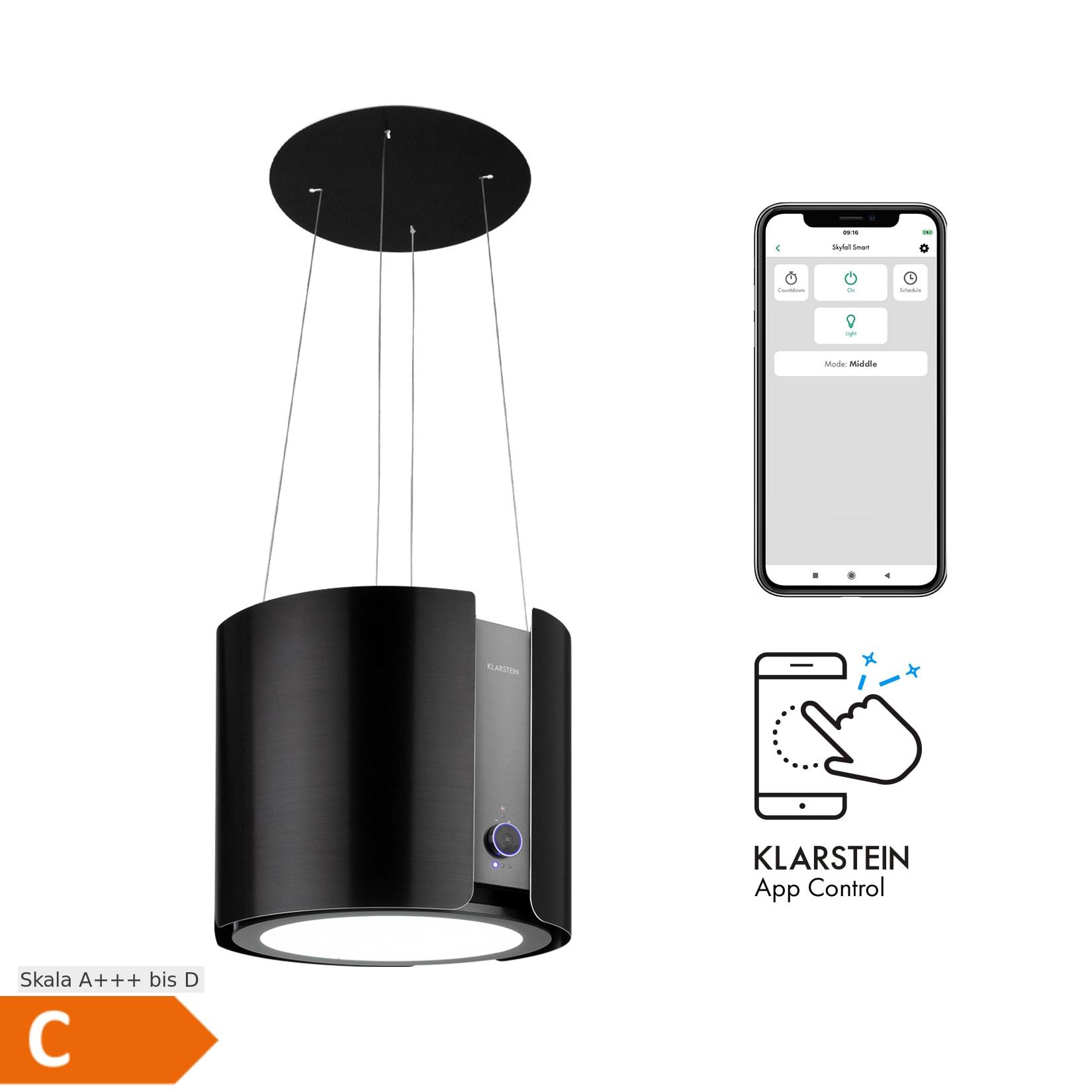 Skyfall Inselabzugshaube Ø45cm Umluft 413m³/h LED