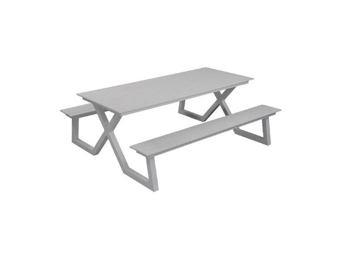 Inko Sitzgruppe Inko Cebu Sitzgruppe Tisch mit 2 Bänken Alu Picknickbank 200x174x75