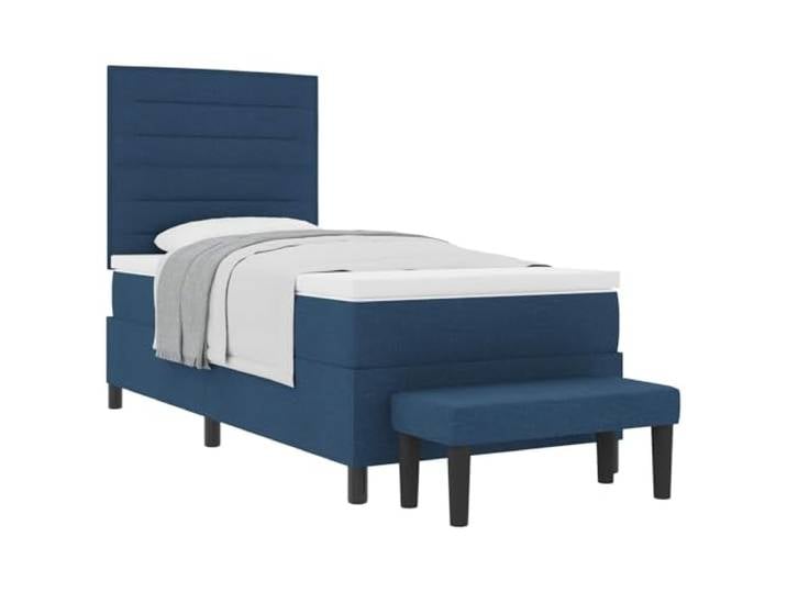 PUGYNBK Boxspringbett, Blau, 90 x 200 cm, Stoff Verstellbares Kopfteil, Schaumstoff und Federn, Holzrahmen, atmungsaktiv