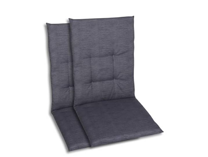 GO-DE Textil Bequeme und attraktive Polsterauflagen für Mittellehner-Gartenstühle (2er-Set, Uni anthrazit, Mittellehner)