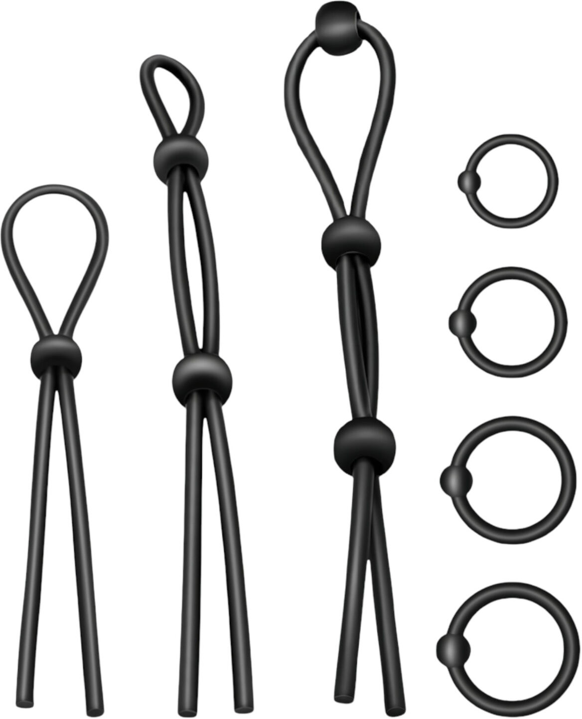 Addiction Addicted Toys - Silicone Cock Ring Set - 7 pcs (Black)