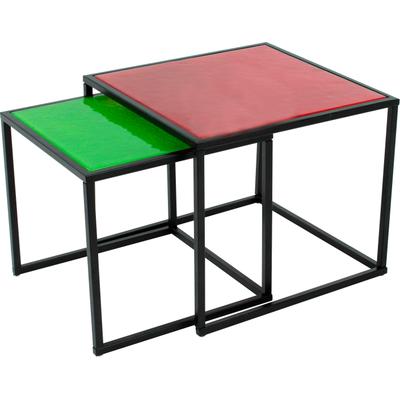 Couchtisch PAROLI, rot (rot, grün), B:45cm H:47cm T:45cm, Tische, Eckige Couchtische Couchtisch, quadra