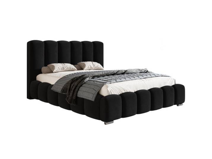 Sepro Meble Bett Schwarz BEN 18 Gepolstert Kronos Samt 160x200 cm, Schlafzimmer, Betten, Polsterbetten