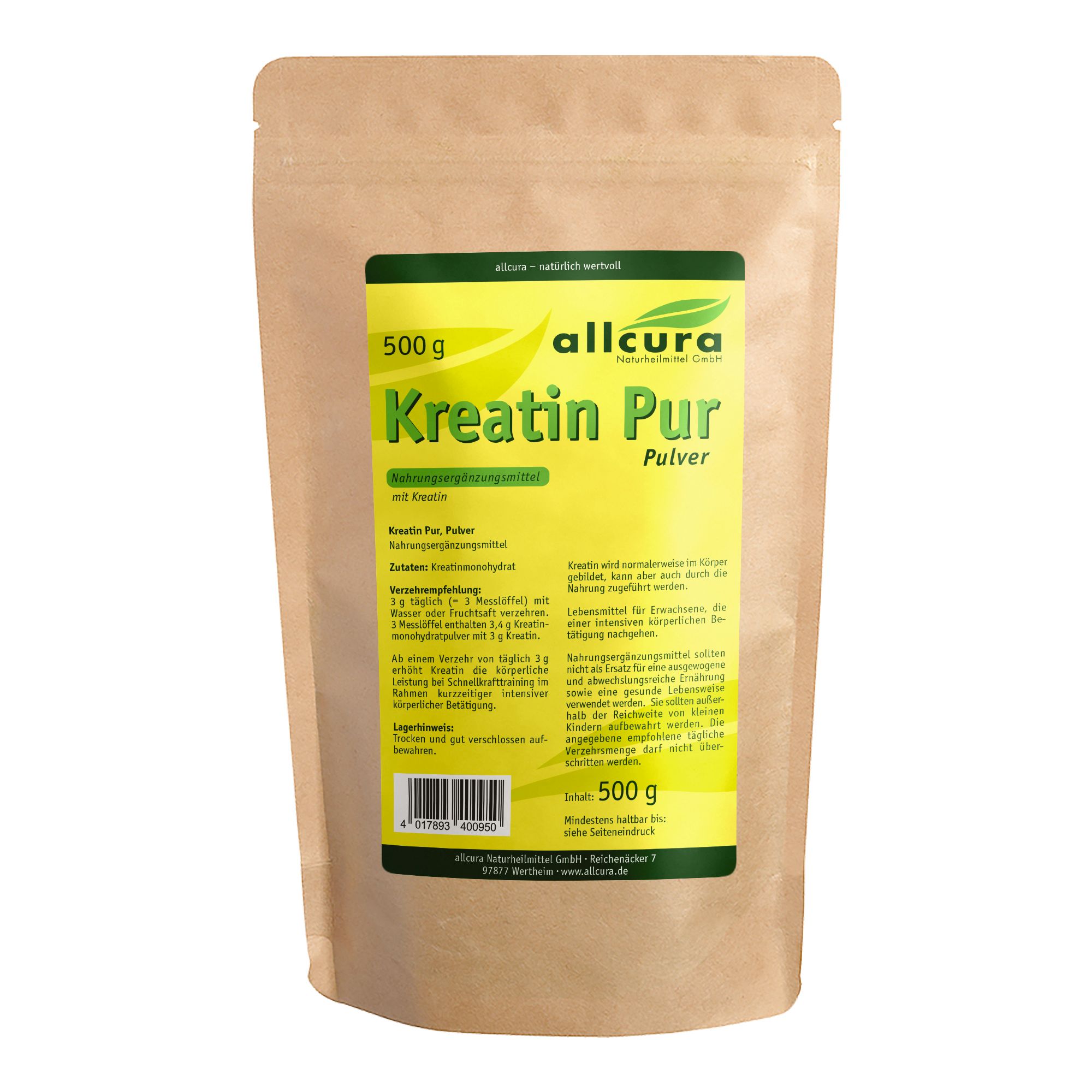 Kreatin PUR Pulver Premium Qualität 500 g
