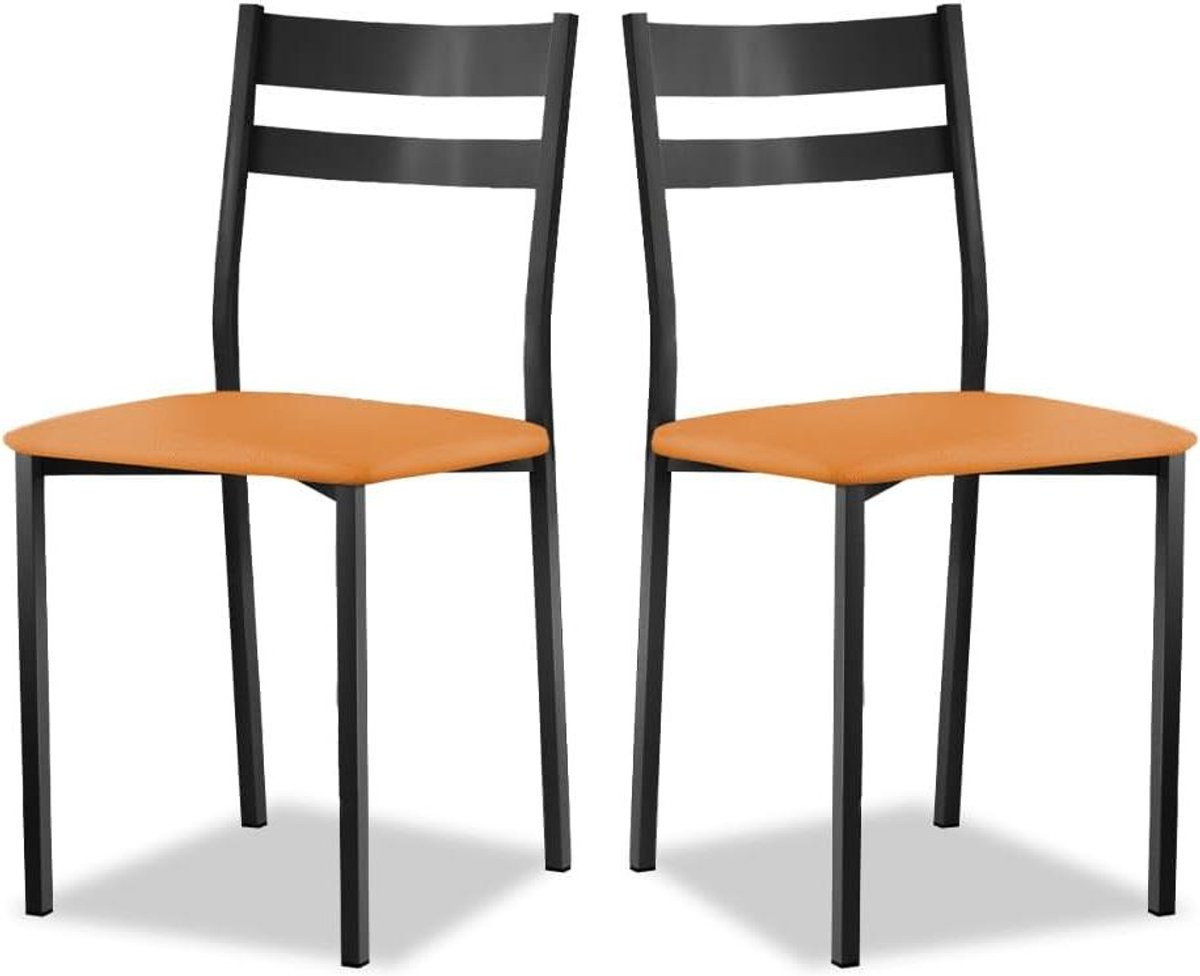 Set van 2 moderne metalen keukenstoelen met open rugleuning, hoogte 85 cm