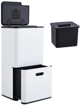 Garvee 16 Gal Dual Trash Can for Kitchen, 2 Compartment (33l + 28l) Garbage Can with Compost Bin, Stainless Steel Trash