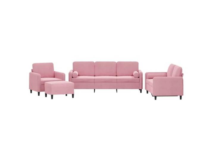 Makastle 4er Set Sofa Couchgarnitur mit Kissen Rosa Samt