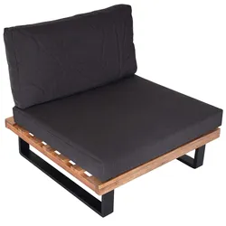PROREGAL Lounge-Sessel Garten-Sessel Spun Poly Akazie Holz FSC®-zertifiziert Aluminium Hellbraun Polster Dunkelgrau