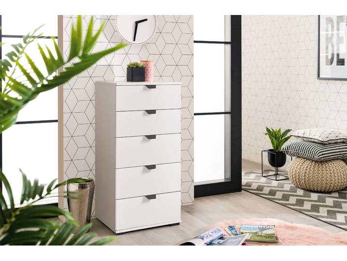 Kommode HOME AFFAIRE Duero Schubkastenkommode , weiß, B:45cm H:95cm T:40cm, Holzwerkstoff, Sideboards, Kommode, mit 5 Schubkästen, Breite ca. 45 cm