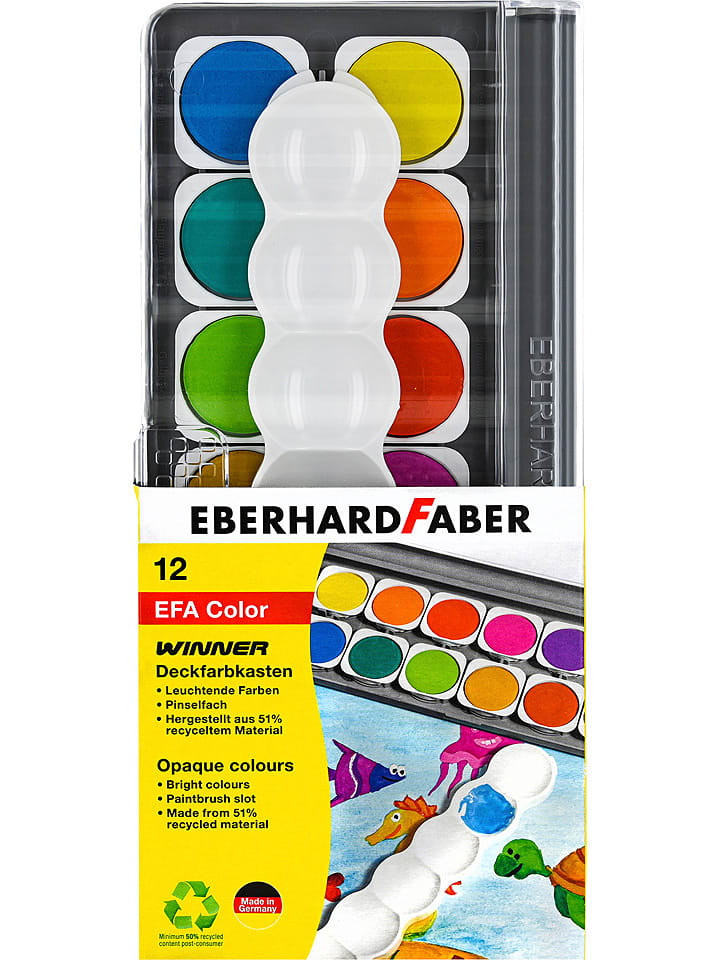 Eberhard Faber Deckfarbkasten "Winner" in Schwarz - 12 Farben - onesize