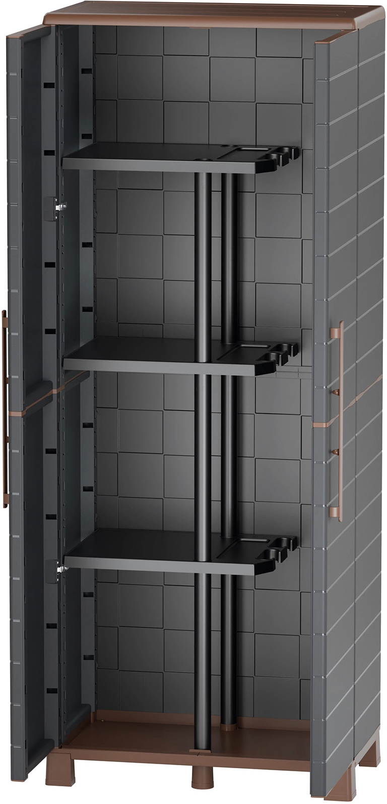 B2B Partner Kunststoff-Putzmittelschrank, separater Regalbereich, 1690 x 680 x 370 mm, Anthrazit
