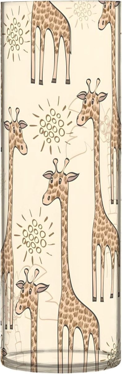 Decoratieve Cilinder Vaas Giraffe Beige - Schitterbestendig Plastic - Hoogte: 30 cm