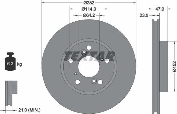 Textar Bremsscheibe Pro 92227503 282mm 23mm Für Honda