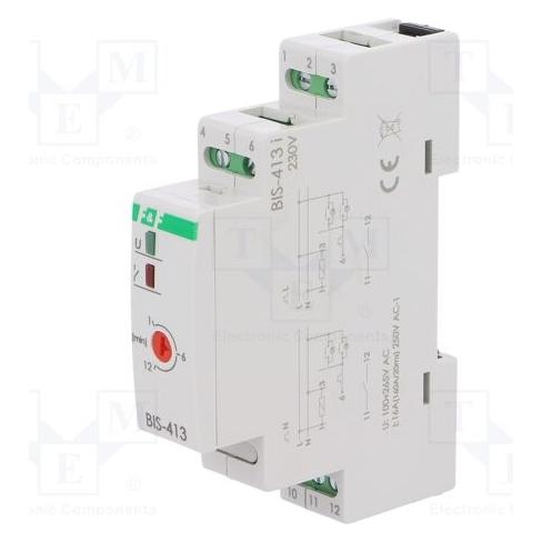 F&R Bistabiles Relais BIS-413I mit Zeitschalter für DIN-Schiene Ein/Aus 230V 16A InRush160A/20ms Kontakt (BIS-413I)