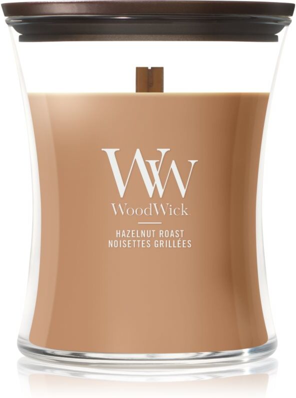 Woodwick Hazelnut Roast bougie parfumée avec mèche en bois 275 g