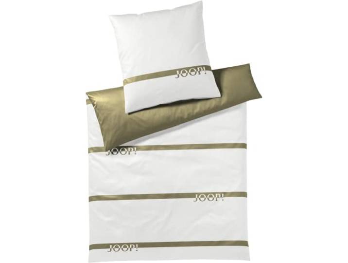 Joop! Mako Satinbettwäsche Logo Stripes (80x80, Olive)