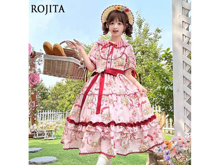 Robe Lolita à fleurs pour filles, tenue quotidienne douce, Slim, rouge, rose, été, 4XL