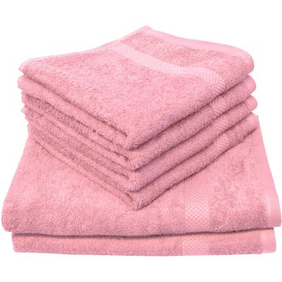 Handtuch Set DYCKHOFF "Planet", rosa (rose), 6 Stk., Frottier, Frottier, Obermaterial: 100% Baumwolle, Handtuch-Sets, 4 Handtücher (50x100cm), 2 Duschtücher (70x140cm)