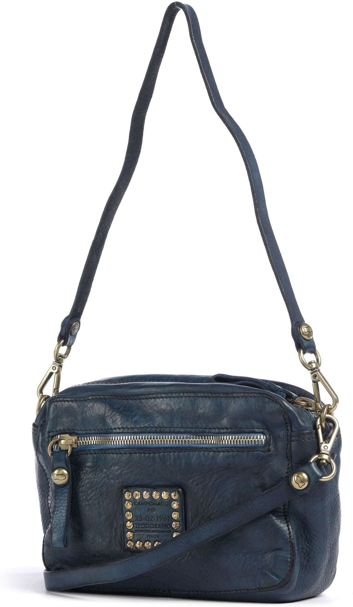 Campomaggi Schultertasche aus Leder, blau