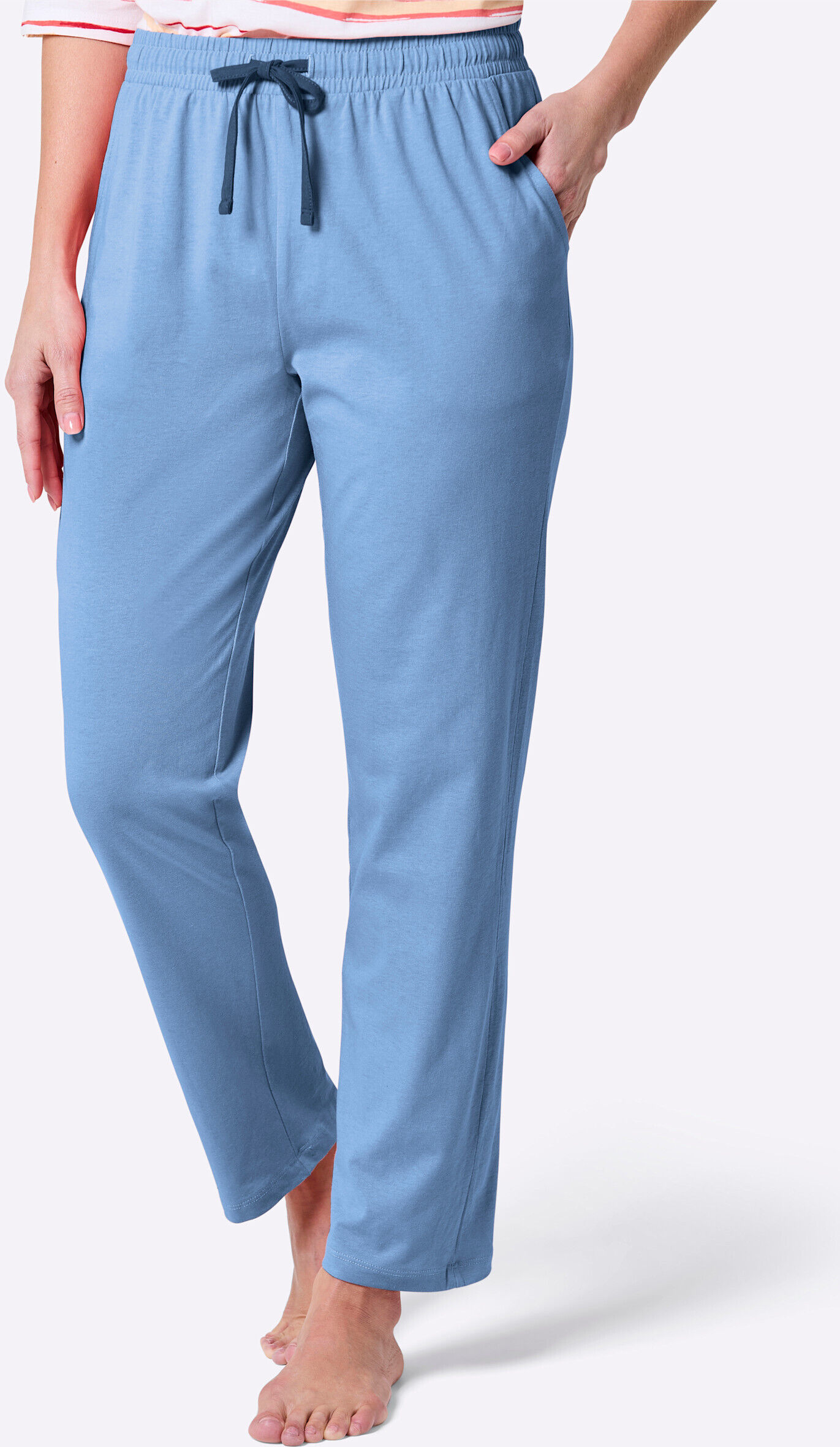 Schlafanzug WITT "Schlafanzug-Hose Schlafanzughose mit 2 Taschen", Damen, Gr. 40/42, himmelblau, Sportlich, Homewear-Sets Schlafanzug