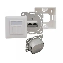 Helos Anschlussdose, Cat 6A (EIA/TIA), AP/UP, 2 Port, horizontal, reinweiß