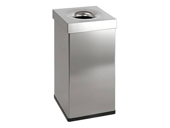 PROREGAL Selbstlöschender eckiger Abfallsammler aus Edelstahl 55 Liter, HxBxT 60x30x30cm Silber