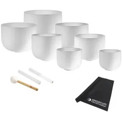 Meinl Sonic Energy Crystal Singing Bowl Chakra Set inkl Schlägel und Reinigungstuch (Klangschale, Perkussion), Perkussion, Weiss