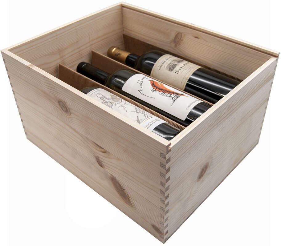 Polsinelli Boîte à bouteilles en bois 6 places (3+3) avec couvercle cou