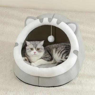 Inspired Finds SnuggleDen Premium Pet Cave Bed Cozy Hideaway For Cats & Small Dogs gray s 30x30cm
