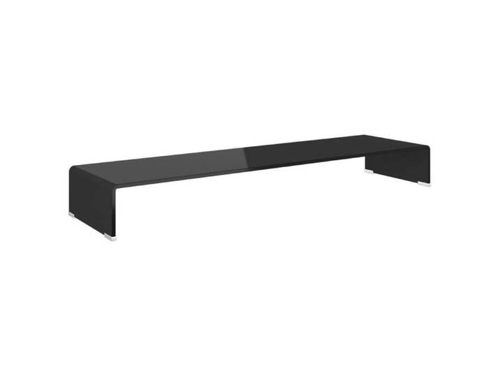 Meuble TV Table TV - 110x30x13 cm - verre noir LL74075