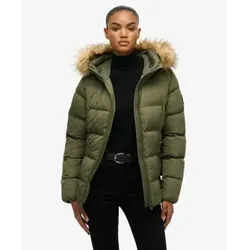 Superdry für Damen. W5011928A Grüner Fuji-Mantel (S), Lässig, Polyester