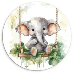 WANDBILD Elefant - Tier - Kinder - Dschungel Wandbild 120x120 cm