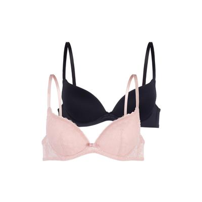 Bügel-BH DORINA "Sonia", Damen, Gr. 75, Cup D, rosa (pink, schwarz), Obermaterial: 86% Polyamid, 14% Elasthan, BHs Bügel-BH