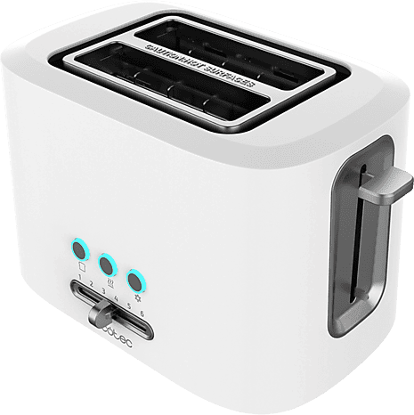 Tostadora - Cecotec Toast&Taste; 9000 Double White, 980W, Ranuras extraanchas, Soporte para panecillos, 3 funciones, Blanco