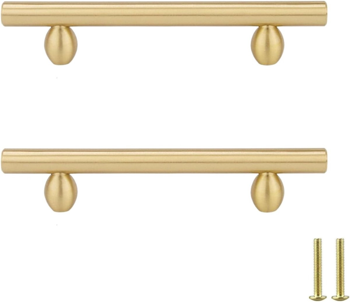 Messing kastgrepen in geborsteld goud, 224 mm