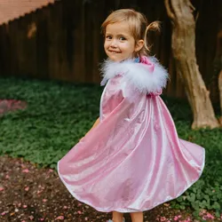 Umhang Glitzer mit Pelz, Gr. 4-7 Jahre - rosa