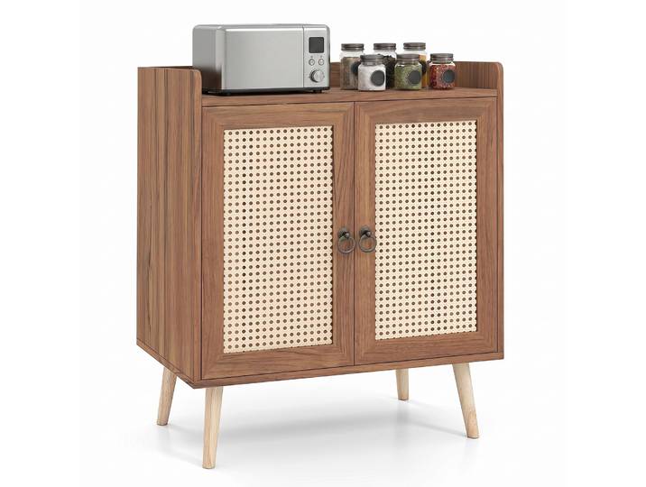 Costway Buffet Cuisine 2 Portes Bohème\, Étagère Réglable Amovible (marron)