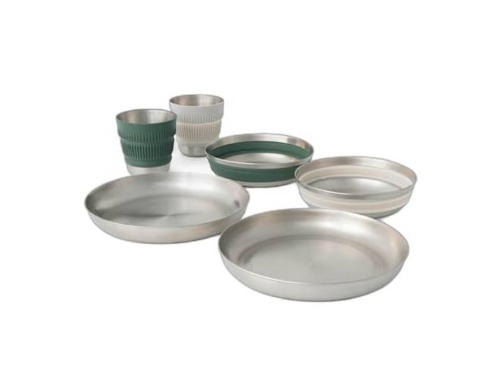Sea to Summit Detour Stainless Steel Collapsible Dinnerware Set 2P 6-teilig - Geschirrset green-grey