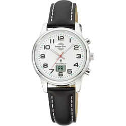 Master Time MTLA-10817-12L Damen-Funkuhr mit schwarzem Lederband