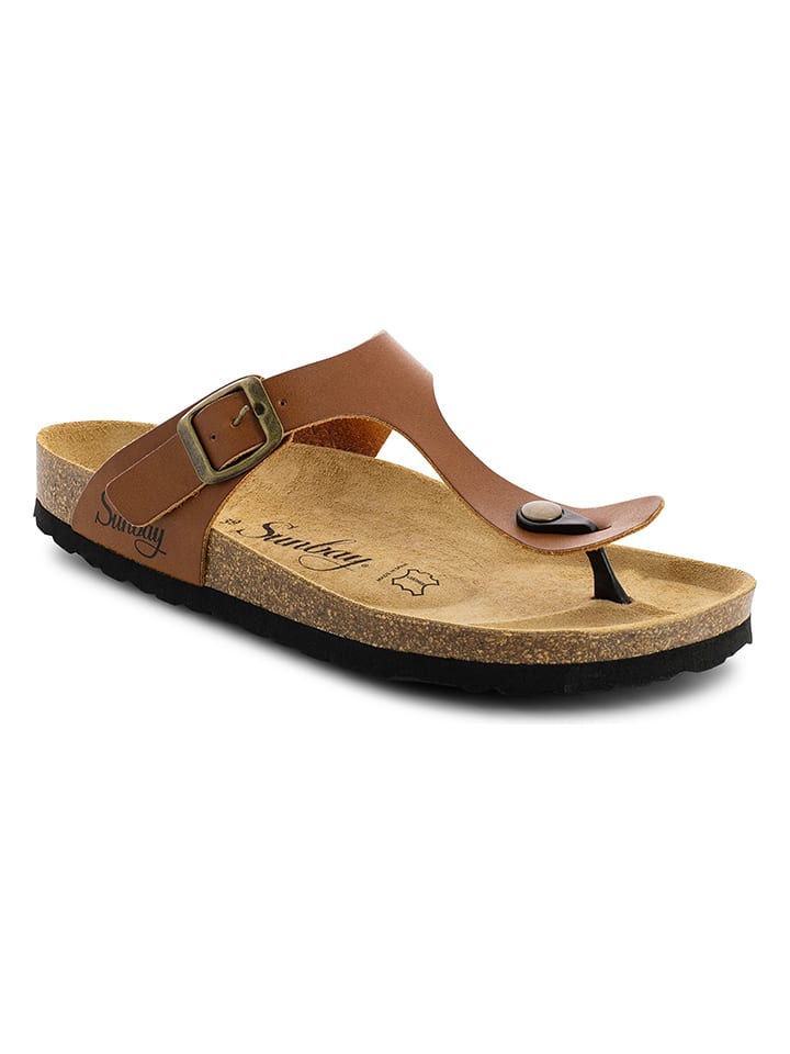 Sunbay Leder-Zehentrenner "Camelia" in Hellbraun - 37