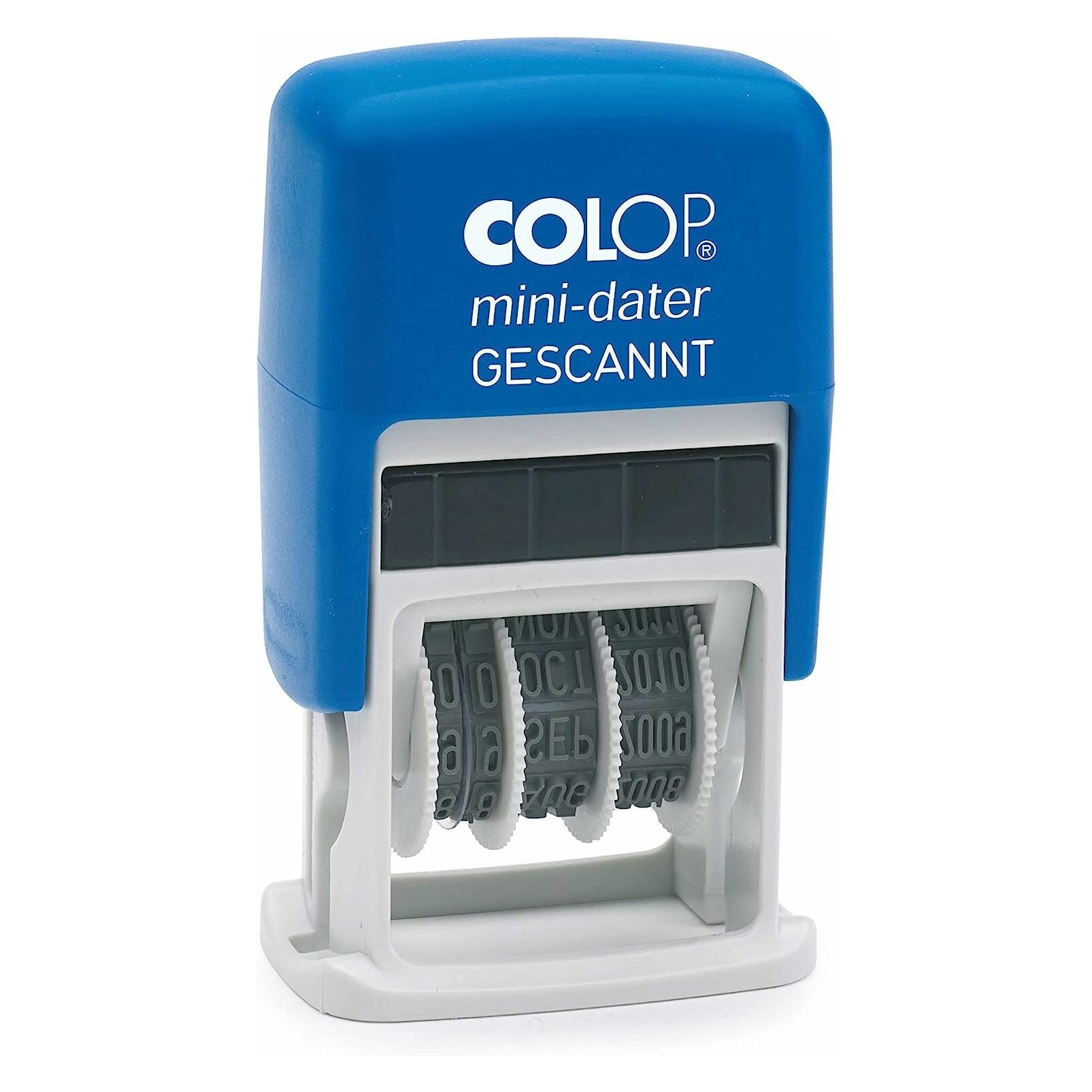 Colop Datumstempel Mini Dater S160 mit Text Gescannt Abdruck Blau/Rot (147647)