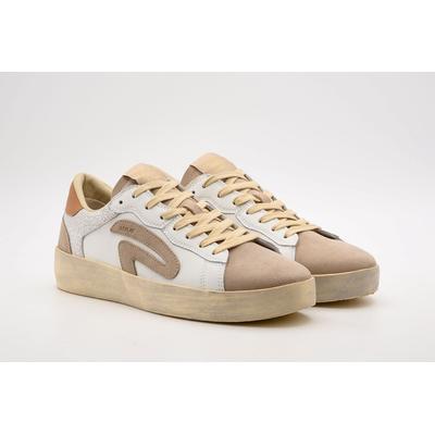 Plateausneaker REPLAY "RAPID ACTION", Herren, Gr. 45, Textil, beige (weiß, natur, braun), Leder, Lederimitat, unifarben mit Farbeinsätzen, Schuhe Plateausneaker, Halbschuh, Freizeitschuh in angesagter Optik